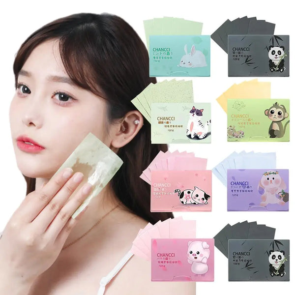 Facial Oil Suction Paper 100 Portable Withdrawable Oil Paper Tablets Oil Facial Fragrance Absorbing Shine Facial Controls Q0D1