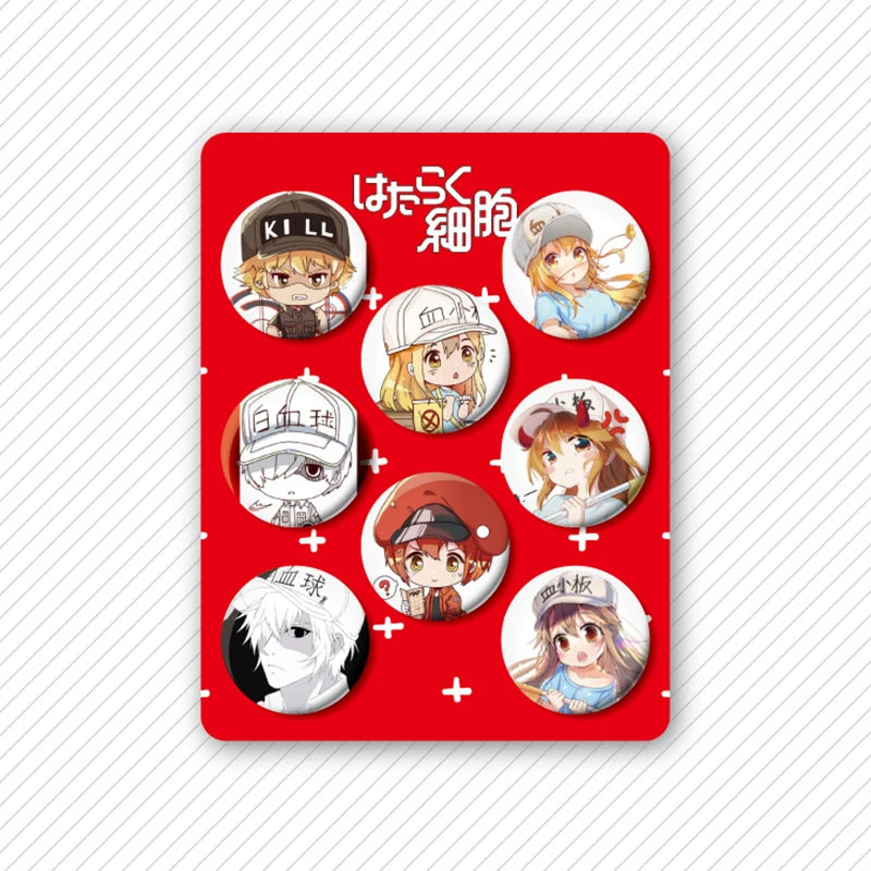 8 Pcs/Set Anime Tinning Tinplate Brooch Sanrio Backpack Badge Souvenir Clothing Gift For Friends