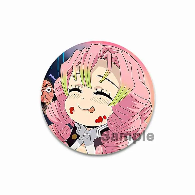 58mm Round Cartoon Brooches Kanroji Mitsuri Pins Anime Badge for Backpack Accessories Hat Decoration HD Print Handmade Gifts