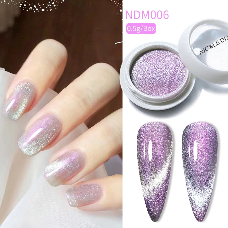Reflective Magnetic Nail Powder Black Blue Chameleon Glitter Dust Metallic Chrome Shiny Pigment Nail Art Manicure Decoration DIY