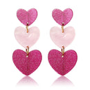Barbie Powder Heart Earrings Dopamine Girl Sweet Acrylic Three-Layer Love Pendant Earring For Women Korean Fashion Party Jewelry