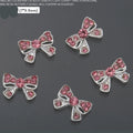 10Pcs Pink Metal Gem Zircon Nail Art Charm 3D Luxurious Heart Ribbon Cross Starlight Nail Decoration DIY Zircon Nail Accessories