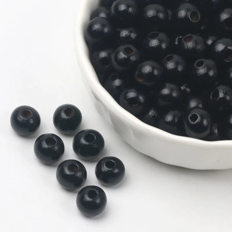 Wooden Beads 6/8/10mm Black Round Balls Loose Spacer Beads For Jewelry Making DIY Jewelry Necklace Bracelet Earrings Accessories