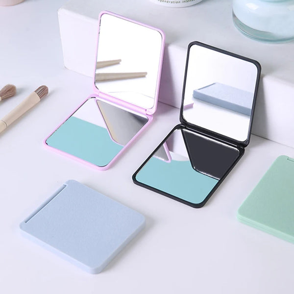 Rectangle Plastic Folding Mirror Pocket Mini Portable Makeup Mirror Women Handheld Mirror Vanity Foldable Compact Cosmetic Tools