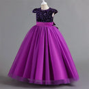 Puffy Girls Party Dress Elegant Kids Wedding Gala Prom Gown Sequin Bow Children Birthday Princess Dress For Girl Clothes 5-14Yrs