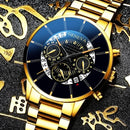 Luxury Hollow Out Men's Watches Fashion Business Calendar Blue Stainless Steel Mesh Belt Analog Quartz Watch Relogio Masculino