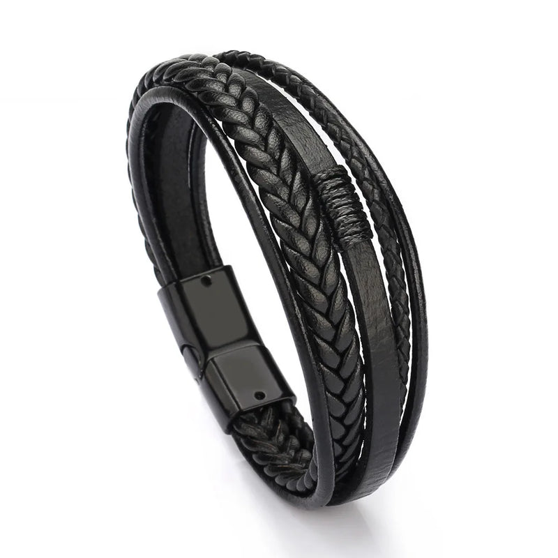 Men Genuine Leather Bracelets Multilayer Braided Rope Bracelets for Man Jewelry Bracelet Homme