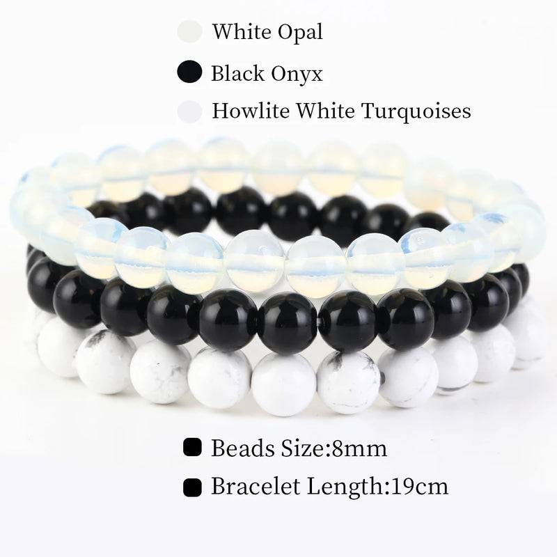 8mm 3Pcs/Set Natural Stone Bracelet Rose Quartz Opal Turquoise Amethysts Hematite Jaspers Bracelets For Women Men Jewelry