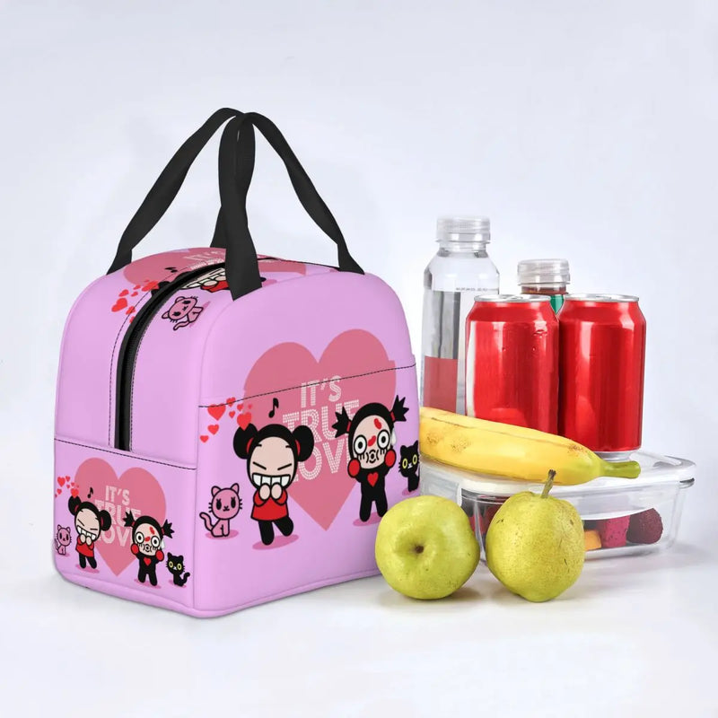 Cartoon Anime Pucca Lunch Bag Women Cooler Warm Thermal Insulated Lunch Box for Work School Office Picnic Food Tote Bags