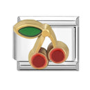 Sweet Red Cherry Bow Knot Heart Pendant Cherry Italian Charm Links Fit 9mm Stainless Steel Bracelet Women Jewelry DIY Making