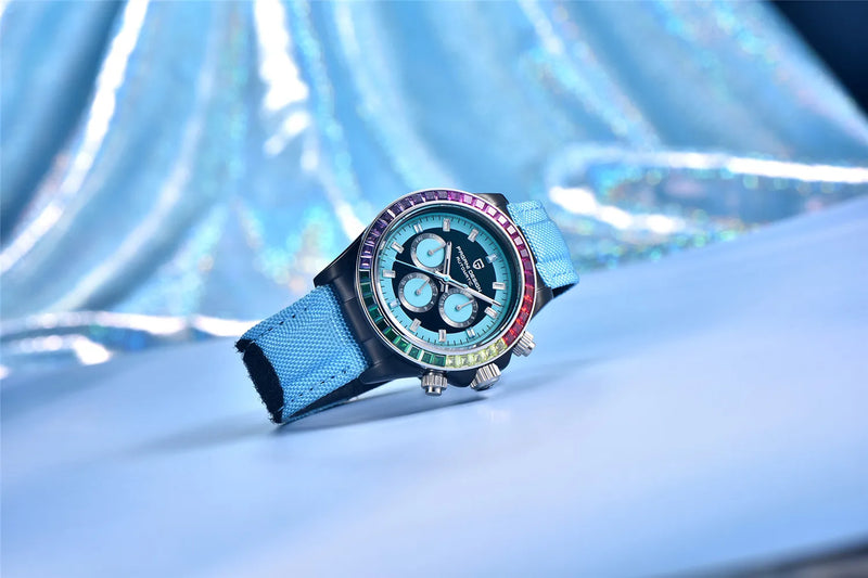 PAGANI DESIGN 40MM Rainbow Bezel Chronograph Sapphire Luxury Automatic Mechanical Watches Men's Stainless Steel Waterproof Clock