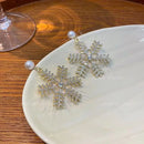 New Christmas snowflake earrings for women, zircon pearl plush Ear studs, birthday gift for girls