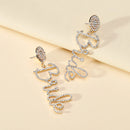 Pendientes largos con diseño de letras, nuevos y románticos, de moda, para mujer, de lujo, para novias, bodas y fiestas.