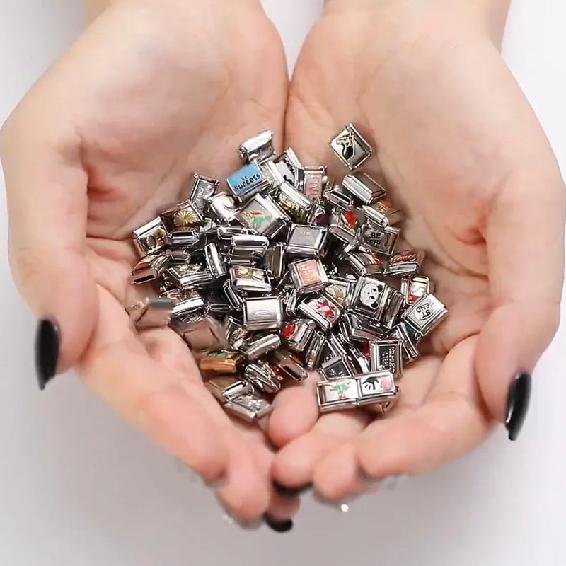 Sweet Red Cherry Bow Knot Heart Pendant Cherry Italian Charm Links Fit 9mm Stainless Steel Bracelet Women Jewelry DIY Making