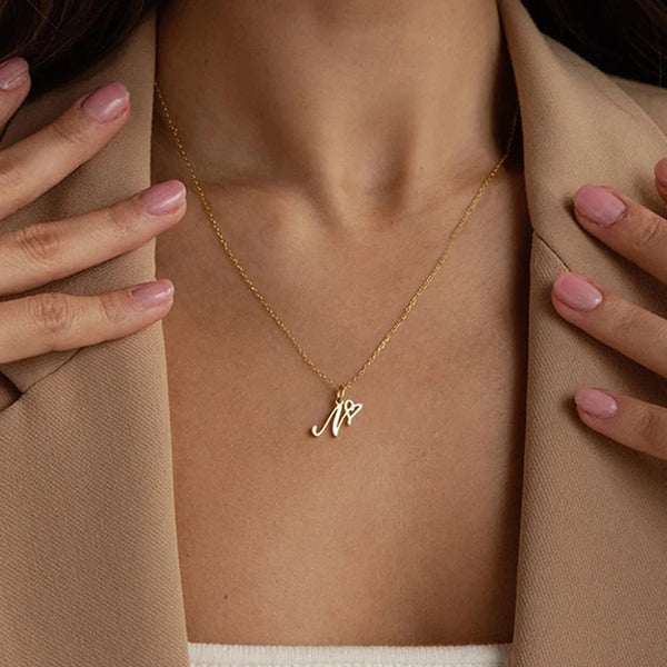 women Initial Necklace Art Letter A-Z Charm Pendant Necklace Women's Minimalism Jewelry Gift Stainless Steel Jewelry Wholesale