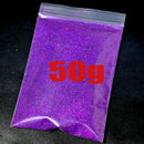 Polvo de purpurina holográfica plateada para uñas, 24 colores, brillante, 0,2 mm, para manicura DIY, 50 g/bolsa