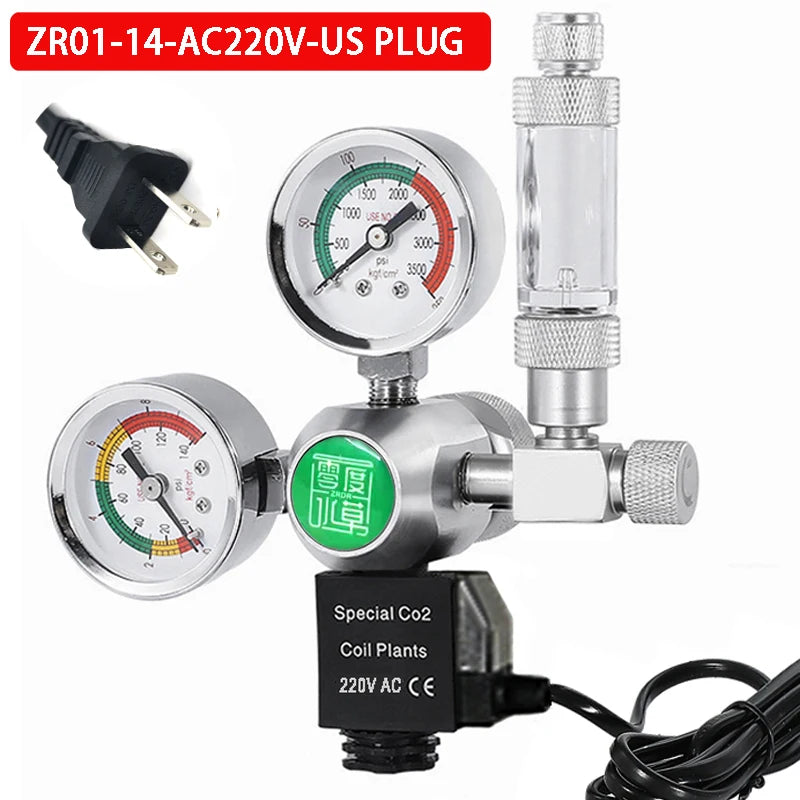 Aquarium DIYCO2 regulator Solenoid Bubble Counter CO2 control system reaction waterproof fish tank CO2 Pressure reducing valve