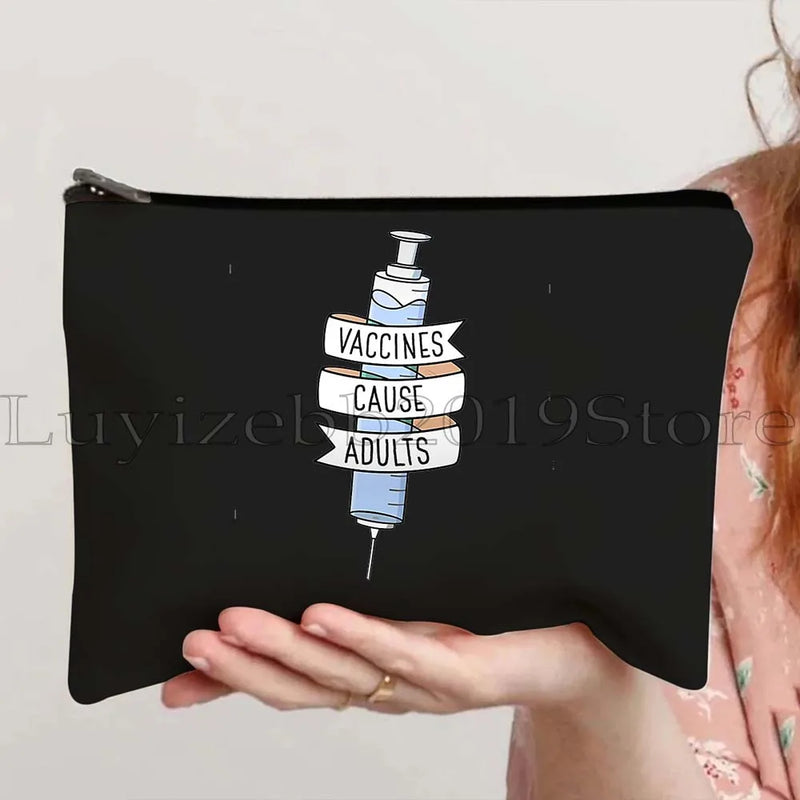 Anatomy Medical Nursing Student Nurse Doctor Flower Stethoscope Brain Canvas Cosmetic Makeup Toilet Bag Pencil Case Zipper Pouch