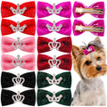 10PCS Glitter Dogs Bow Hairpin Puppy Crown Bow Clips for Dog Queen Cat Dog Hair Clip Dog Hair Accessories Pet Supplies