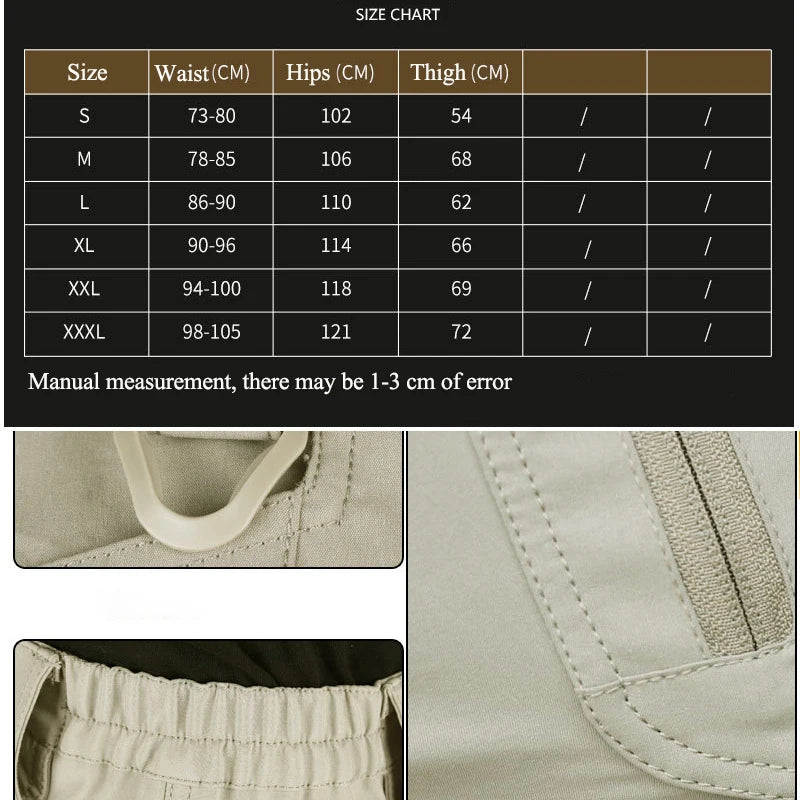 Summer Men Cargo Shorts Quick Dry Tactical Short Pants Multi-Pocket Shorts Men's Outdoor Hunting Fishing Knee Length Trousers