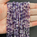 Purple Gem Beads Small Round Faceted Crystal Stone Beads Amethysts Crystal Mica Loose Beads For Jewelry Making DIY Necklace 15"