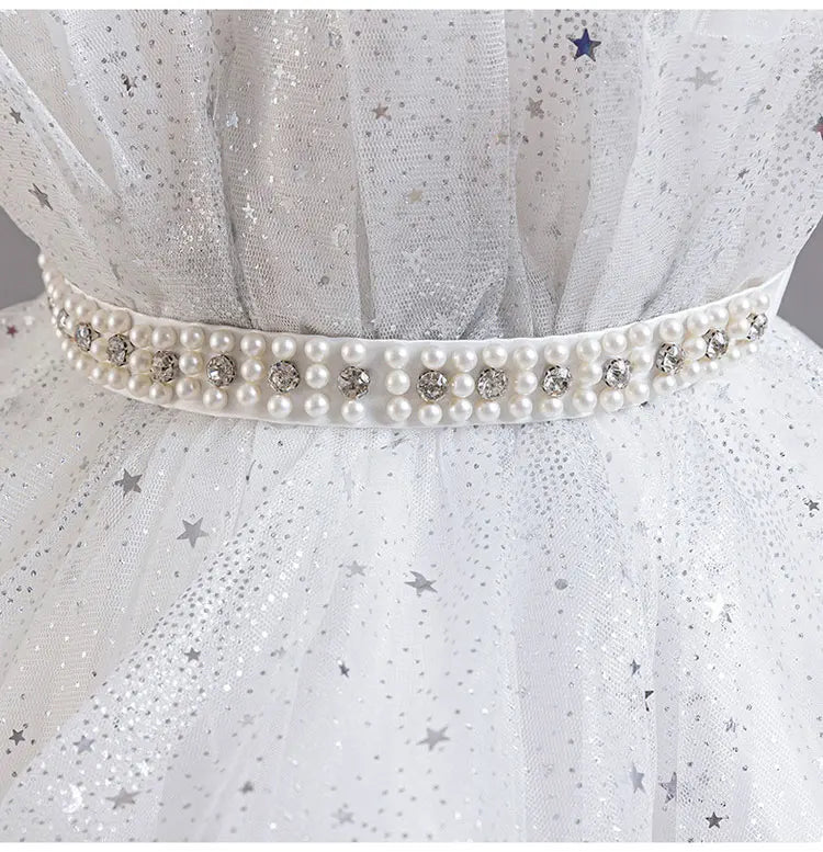 Lace Mesh Sleeveless Party Dress for Kids Girl Fashion Solid Color Girls Party Dresses Summer Evening Dresses 3-12 Years