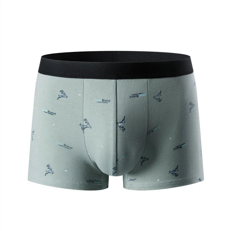 4-piece men's fashion printed boyshort comfortable plus size 5XL6XL juvenile underwear beach shorts elastic waist underwear