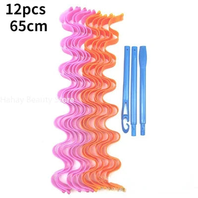 12pcs Heatless Hair Curlers Magic Wave Formers Spiral Hair Rollers Wavy Curlers Women Hairstyle Roller Hair Styling Tools
