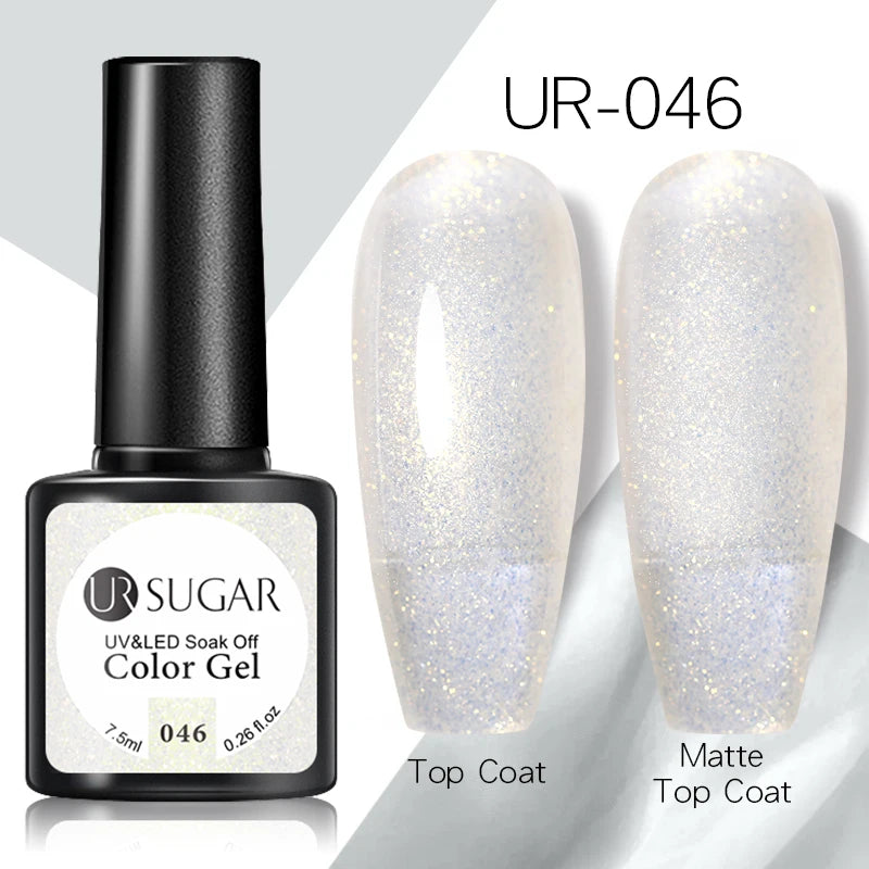 UR SUGAR - Esmalte de uñas en gel semipermanente rosa nude con purpurina, color sólido, 7,5 ml, para manicura semipermanente UV LED