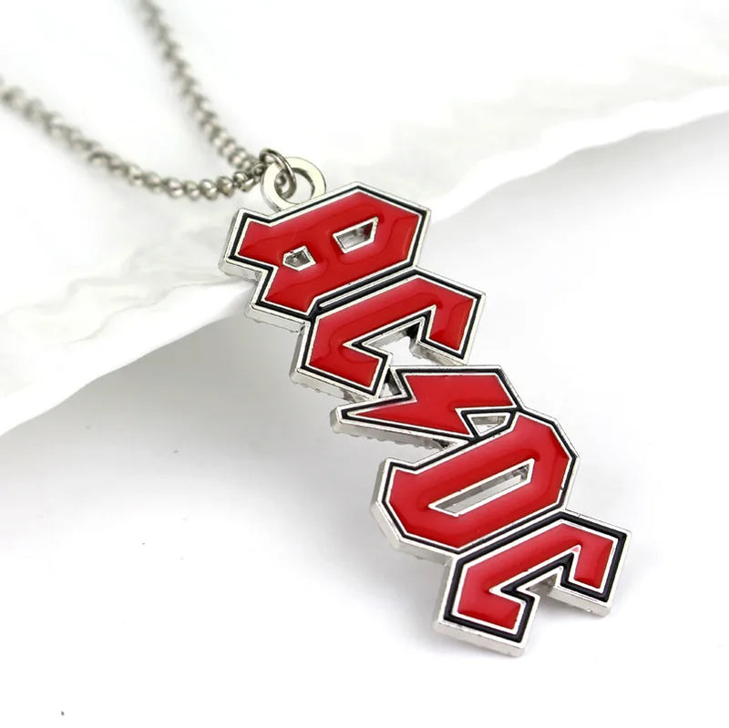 AC DC Logo Pendant Necklace Keychain Rock Band Women Men's Punk Jewelry For Fans Gift