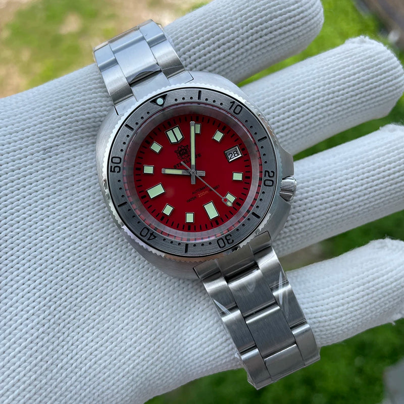 STEELDIVE SD1981 Steel Bezel Super Luminous AR Sapphire Glass NH35 Automatic 200m Waterproof Mens Dive Watch with Milled Clasp