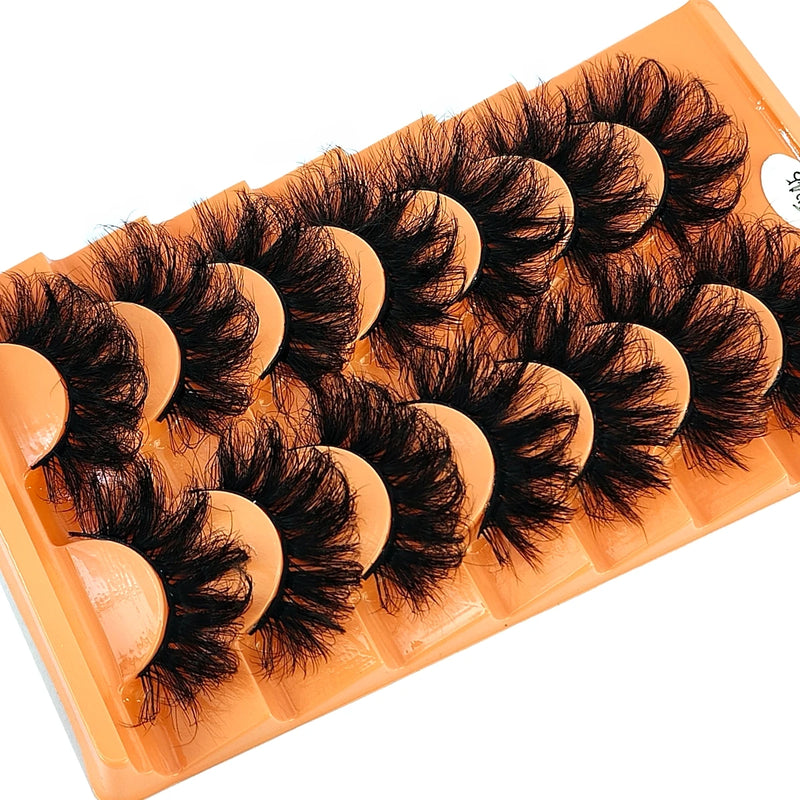 New 7 Pairs 20-25mm 8D fake Lashes Bulk Faux with Custom Wispy Natural Mink Eyelash Wholesales makeup Fluffy False Eyelashes