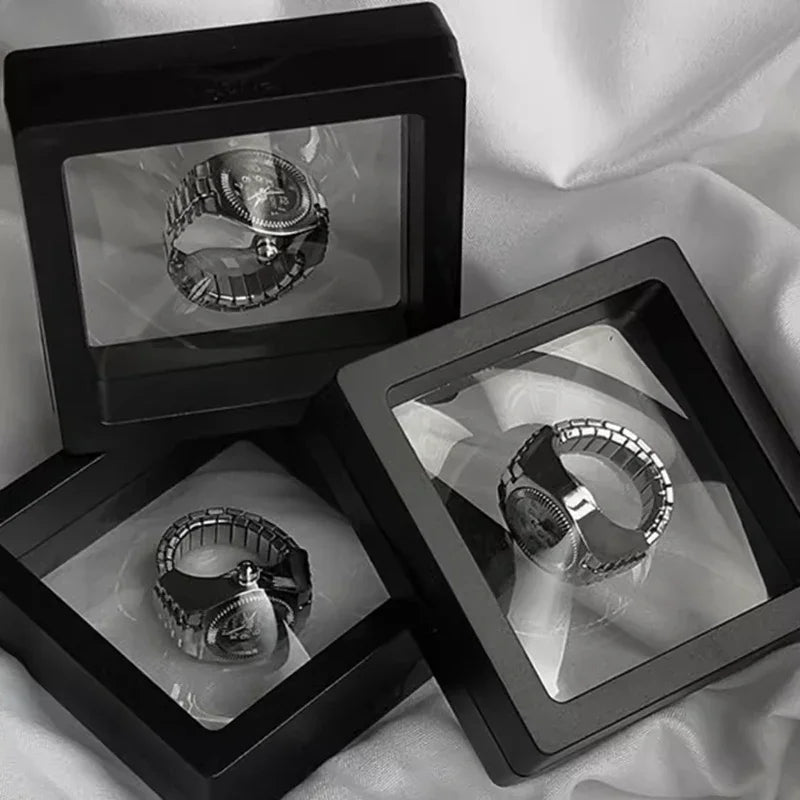 2024 Luxury Vintage Punk Quartz Watch Ring Couple Women Men Hip Hop Cool Elastic Stretchy Watch Finger Rings Jewelry Gifts