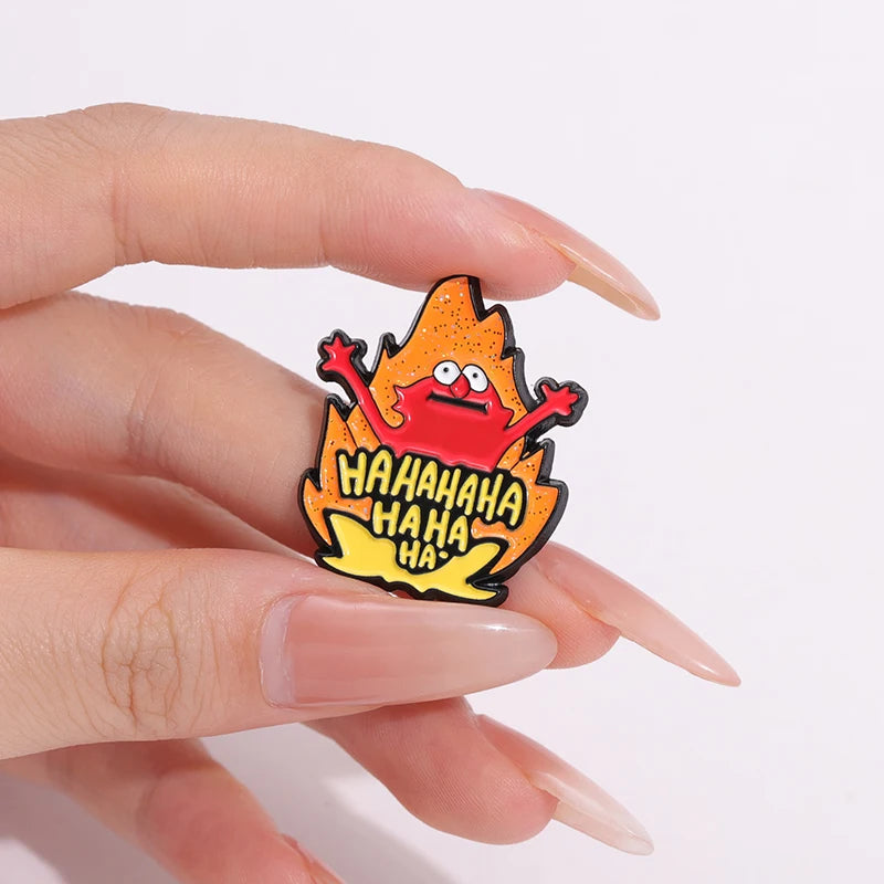 Funny Meme Fire Haha Enamel Pins Custon Cartoon Decorative Brooches Backpack Shirt Lapel Badge Jewelry Gift Memes For Friends