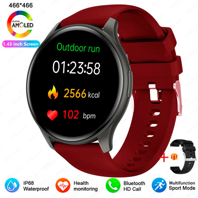2024 New For Xiaomi Huawei 1.43 inches Bluetooth Call Smartwatch Women Men AMOLED 466*466 HD Pixel Display Smartwatches Ladies