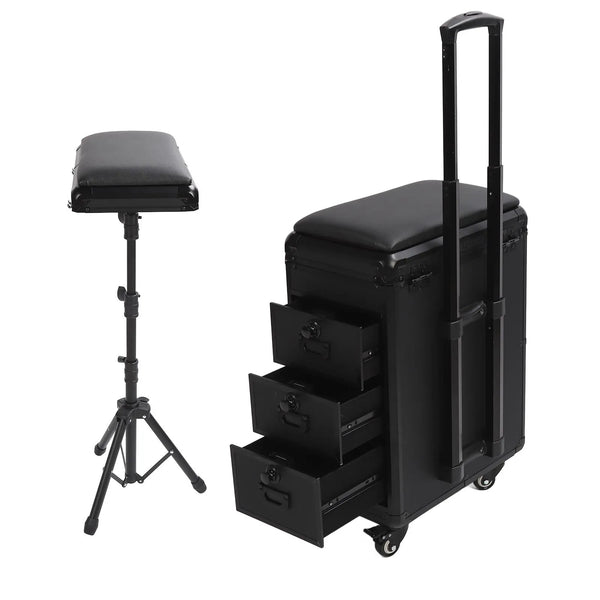 Tattoo Work Box Tattoo Hand Holder Adjustable Rolling Handle 3 In 1 Integrated Rolling Makeup Case Tattoo Storage Tool Case
