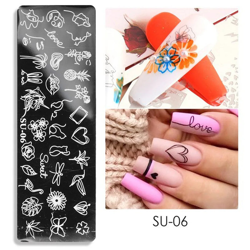 Christmas Nail Stamping Plates Cute Penguins Bear Winter Decor Deer Snowflakes Nail Stencils Printing Templates