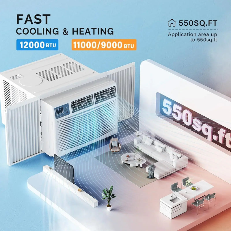 12000-BTU Window Air Conditioner with Heat Window AC Unit & Heater Combo with APP & Voice Smart Control Timer Function
