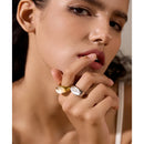 Yhpup Creative Resin 316L Stainless Steel Geometric Cast Fashion Mysterious Ring Charm High Quality Jewelry Bijoux Women Gift