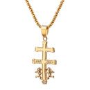 Catholic Caravaca Crucifix Orthodox Russian Cross Necklace Pendant With Cherub Angel Best Christian Necklace Jewelry Gifts