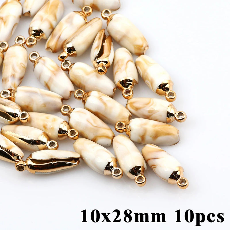 5-20pcsAcrylic Gold Plated Color Conch Sea Shell Charms Pendants Beads Jewelry Making Accessories DIY Handmade Necklace Bracelet