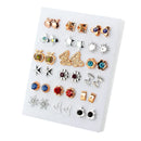 18pairs/set Gold Sliver Enamel Pearl Flower Heart Stud Earring Set For Women Plastic Butterfly Earrings Jewelry Gift Mix Style