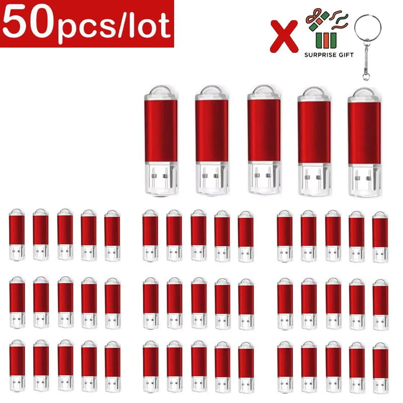 50Pcs/lot USB 2.0 Flash Drive 128MB 1GB2GB 4GB 8GB Pen Drive 16GB Pendrive 32GB USB Stick 64GB Memory Flash Disk Free Laser Logo