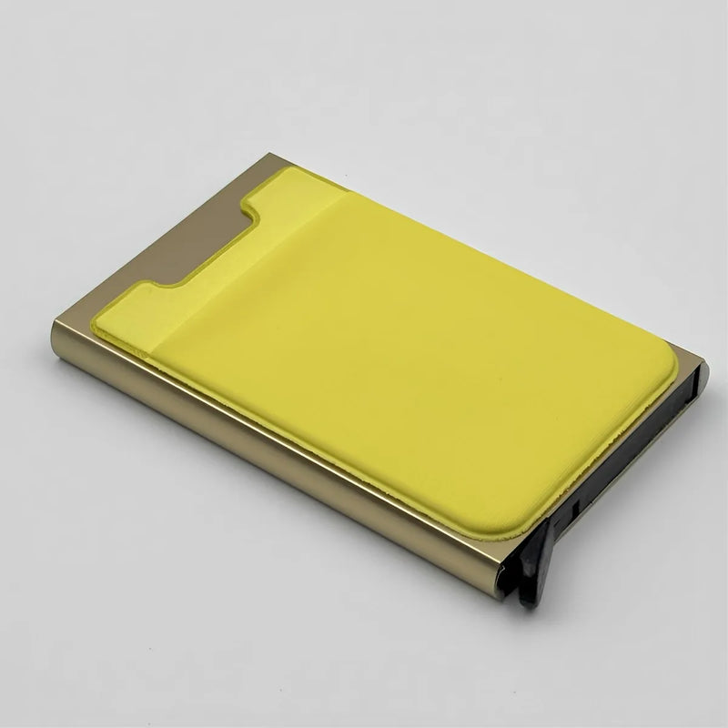 Slim Aluminum Wallet with Elasticity Back Pouch Coin Pocket ID Credit Card Holder Automatic Pop Up Bank Case Mini RFID Wallet