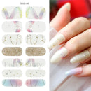 Gel Nail Stickers Lacquer Strips Full Cover Adhesive Slider Wraps With Line Foil Design Sanding File Nail Art Accessories LAJX22