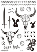 Face Tattoo Bull Head Face Sticker Neck Hand Back Cool Design Sexy Body Art Waterproof Temporary Tattoo Sticker for Man Woman