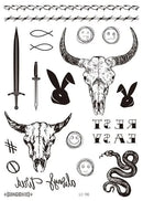 Face Tattoo Bull Head Face Sticker Neck Hand Back Cool Design Sexy Body Art Waterproof Temporary Tattoo Sticker for Man Woman