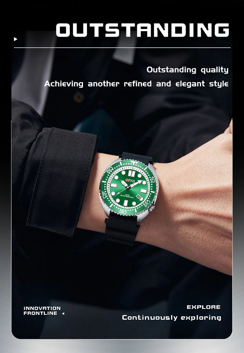 OFNS New Style Fashion 8033 Men's Quartz Watch Simple Fashion Waterproof Calendar Watch Casual Silicone Strap Watch Wristwatch