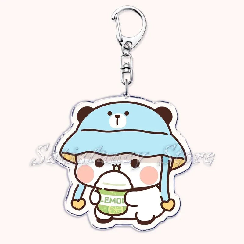 Llavero con diseño de Bubu Dudu, pareja de enamorados, oso panda, accesorios para bolso, colgante, joyería, regalos para amantes.