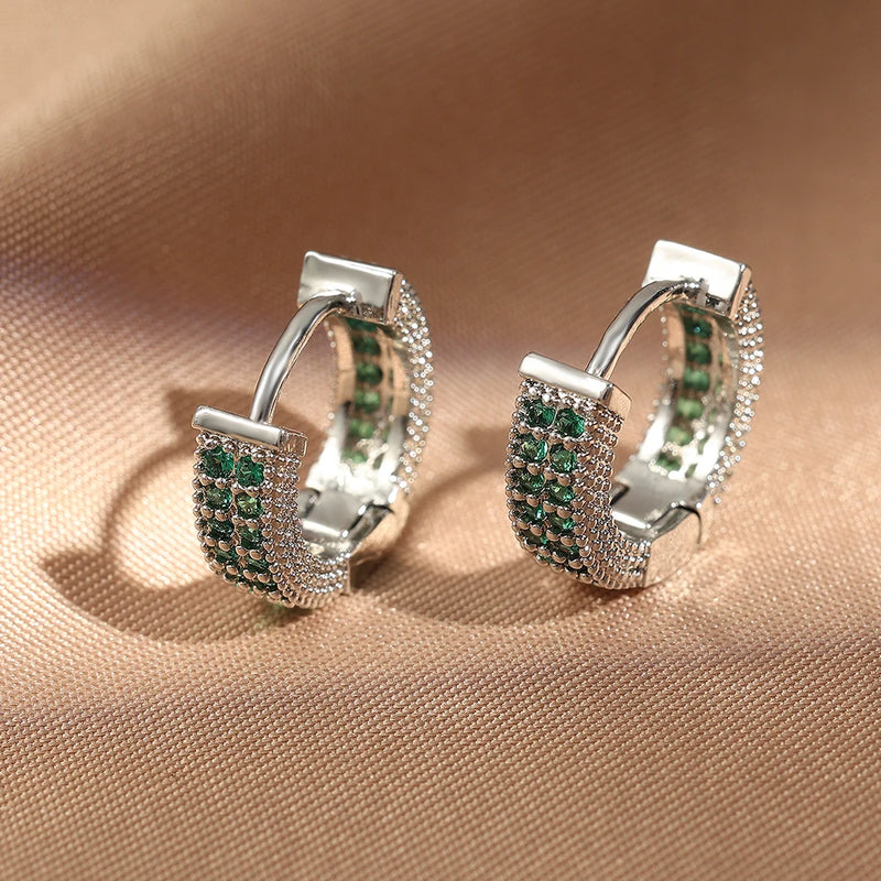 Luxury Cubic Zirconia Gold Color Zircon Hoop Earrings For Women Luxury Circle Crystal Girls Party Jewelry